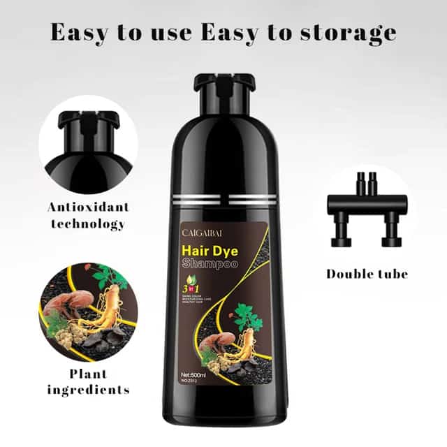 CAIGAIBAI HAIR DYE & SHAMPOO
Give your hair a black shade dye.
Black Herbal hair dye with shampoo.