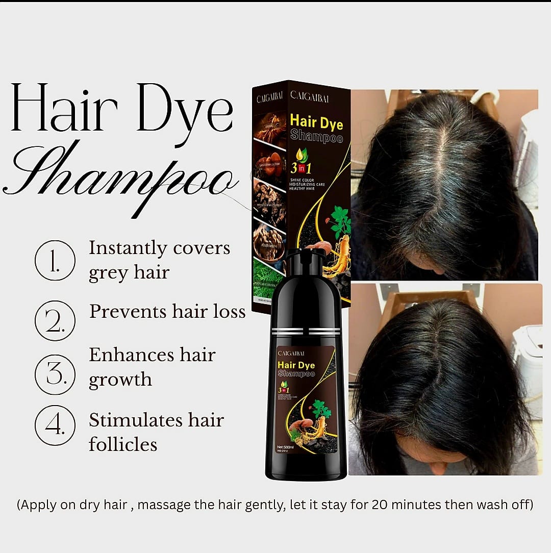 CAIGAIBAI HAIR DYE & SHAMPOO
Give your hair a black shade dye.
Black Herbal hair dye with shampoo.
