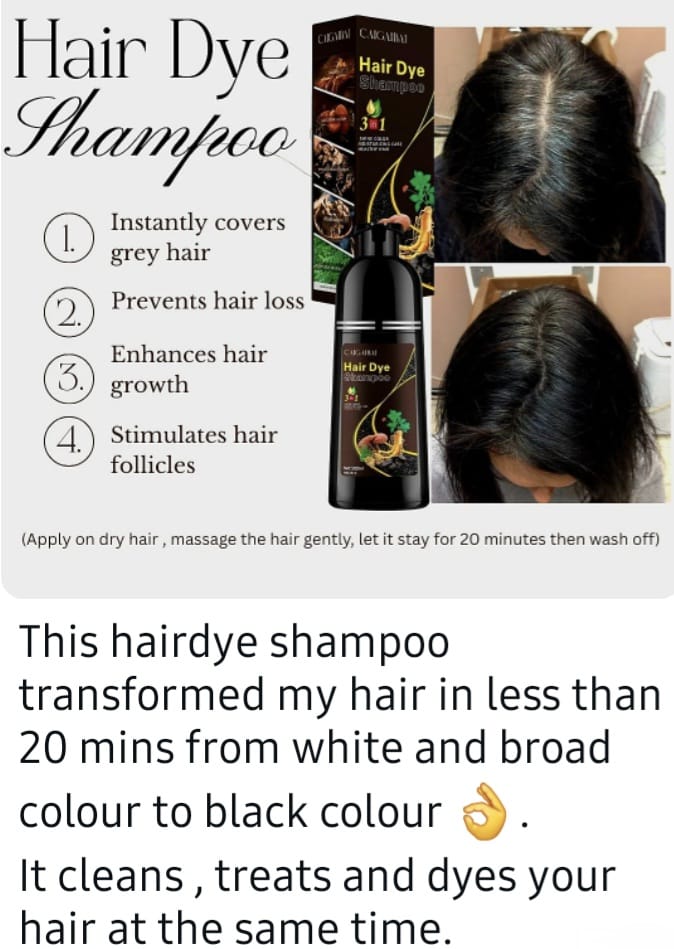 CAIGAIBAI HAIR DYE & SHAMPOO
Give your hair a black shade dye.
Black Herbal hair dye with shampoo.