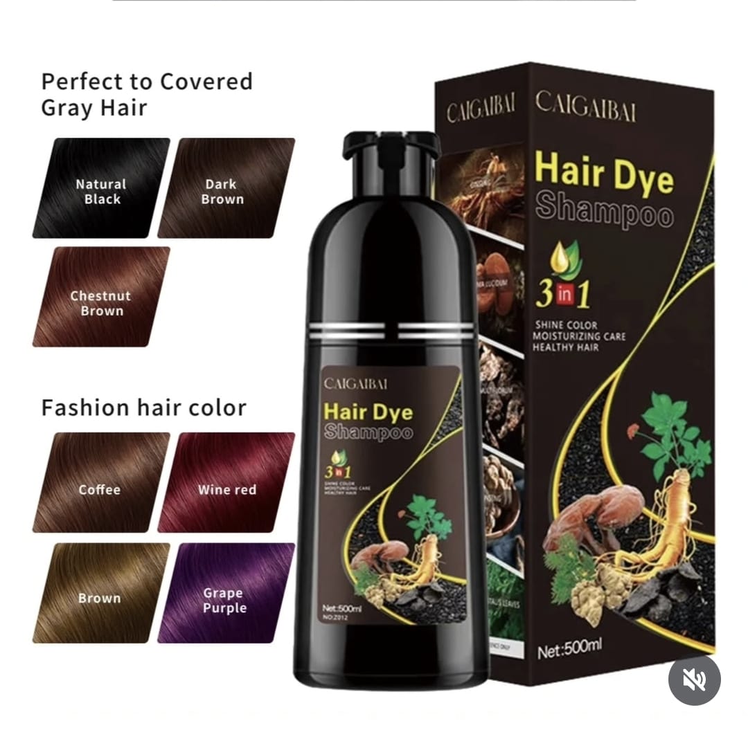 CAIGAIBAI HAIR DYE & SHAMPOO
Give your hair a black shade dye.
Black Herbal hair dye with shampoo.