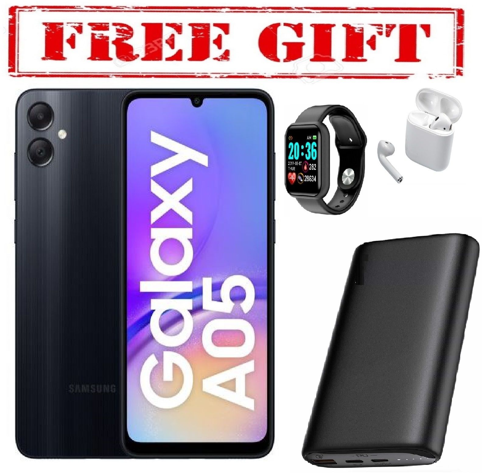 LIMITED DISCOUNT !!! BRAND NEW Samsung Galaxy A05, 6.7'' 4GB RAM + 64GB ROM (Dual Sim) 50MP Camera, 5000mAh COMES WITH FREE GIFTS ( AIRPODS + SMART WATCH +POWERBANK ) FOR YOU