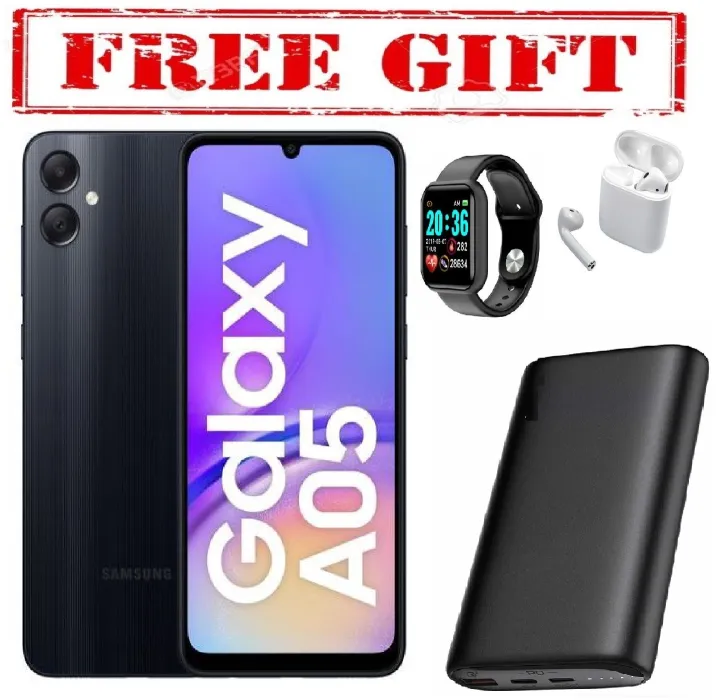LIMITED DISCOUNT !!! BRAND NEW Samsung Galaxy A05, 6.7'' 4GB RAM + 64GB ROM (Dual Sim) 50MP Camera, 5000mAh COMES WITH FREE GIFTS ( AIRPODS + SMART WATCH +POWERBANK ) FOR YOU