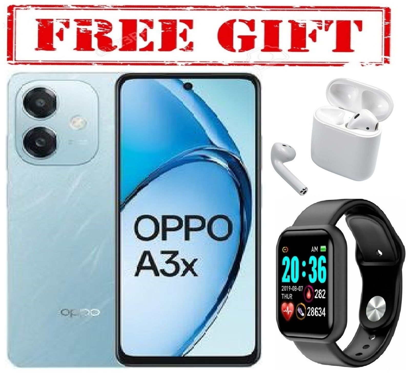 LIMITED OFFER !!BRAND NEW Oppo A3x Smart phone,6.67 inches, 64GB ROM + 4GB RAM, Battery: 5100mAh (Dual SIM) 50MP COMES WITH FREE GIFTS ( AIRPODS + SMART WATCH +POWERBANK ) FOR YOU
