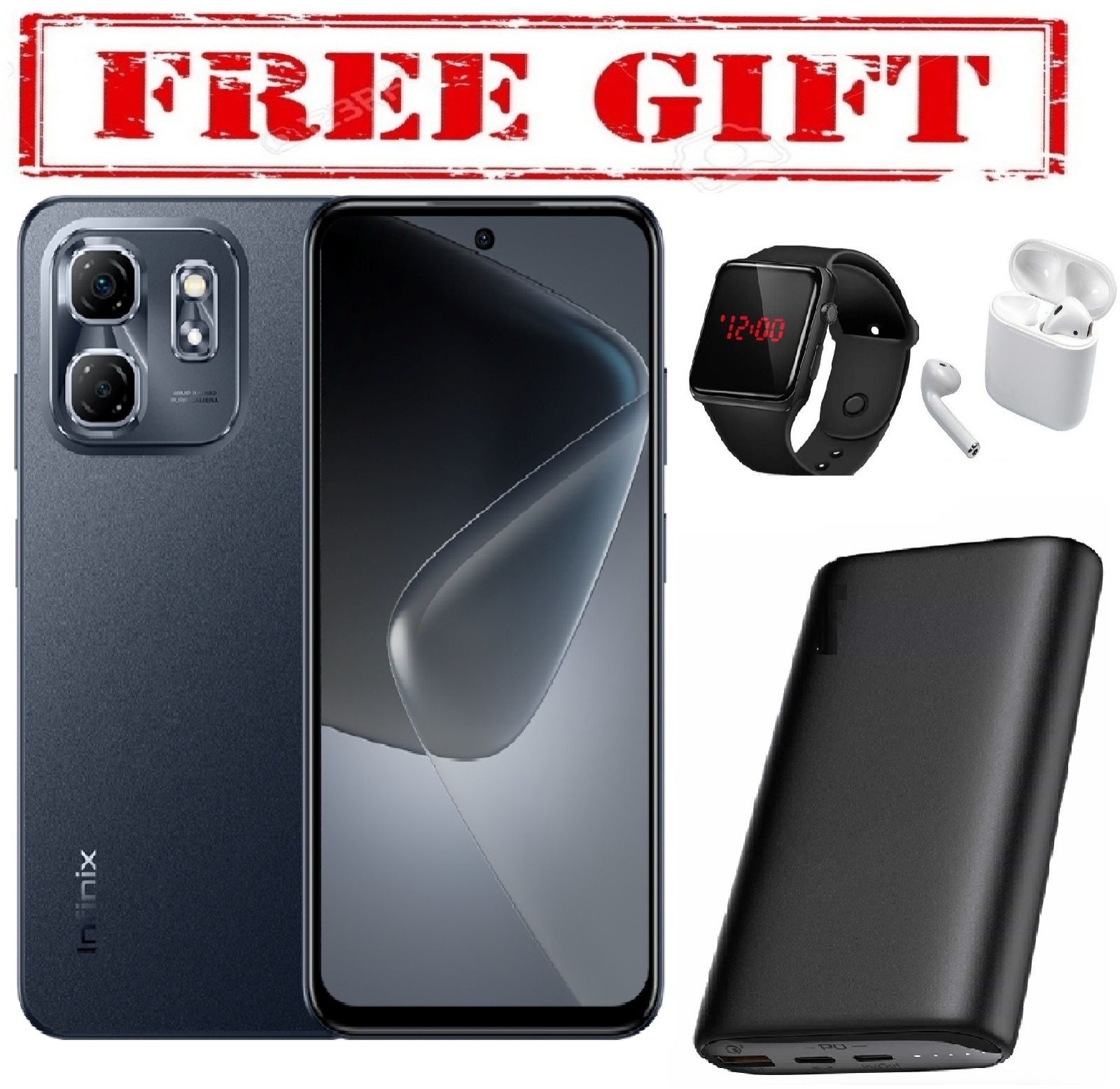 LIMITED DISCOUNT  !! BRAND NEW  Infinix Hot 50i 4G"6.7-inch,12 GB(6+6)RAM+128GB ROM' Battery: 5000mAh, 18W Wired UIF12SD free gift ( smart watch +airpods + powerbank )