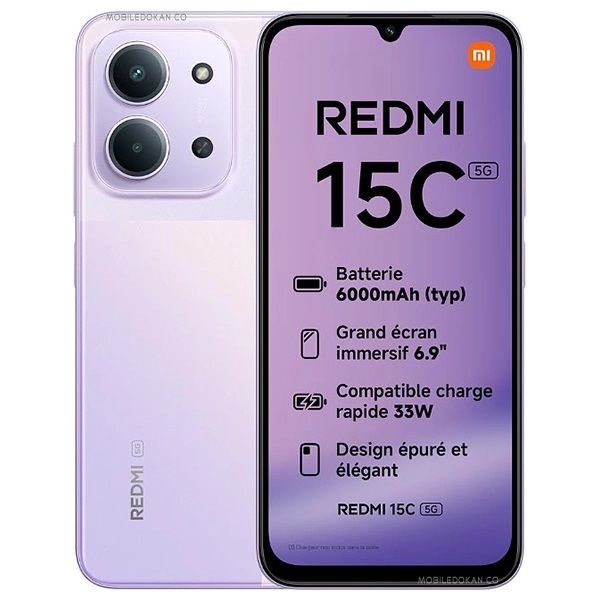 LATEST DROP REDMI 15C 128GB Storage UPTO 8GB Ram 6.9'' LCD 50MP Main Camera 6000mAh 33W Fast Charger Android 15 Xiaomi Hyper OS 2 Side Fingerprint Smartphone smart phones