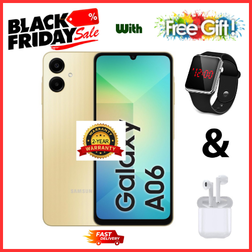 BLACK FRIDAY DEALS🔥🔥🔥  BRAND NEW  SAMSUNG A06 6.7 DISPLAY 4GB RAM + 64GB/128GB ROM 5000MAH SMARTPHONE DUAL SIM COMES WITH FREE GIFTS ( AIRPODS + SMART WATCH)