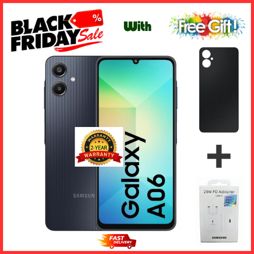 SUPER SALE DEALS🔥🔥🔥  BRAND NEW  SAMSUNG A06 6.7 DISPLAY 4GB RAM + 64GB/128GB ROM 5000MAH SMARTPHONE DUAL SIM COMES WITH FREE GIFTS ( ADAPTER+ BLACK A06 COVER)