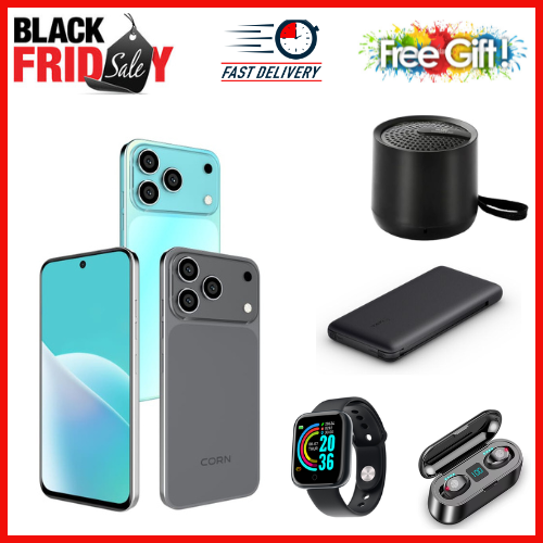 BLACK FRIDAY OFFER🔥🔥🔥CORN MEGA 100 MAX 6.6" STORAGE ROM 64GB RAM 5GB STRONG BATTERY 5000 mAh DOUBLE SIM CARD SMART PHONE ON OFFER FINGERPRINT FACE