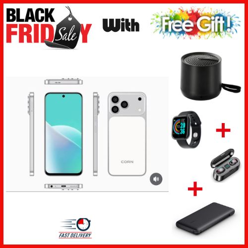 BLACK FRIDAY OFFER🔥🔥🔥CORN MEGA 100 MAX 6.6" STORAGE ROM 64GB RAM 5GB STRONG BATTERY 5000 mAh DOUBLE SIM CARD SMART PHONE ON OFFER FINGERPRINT FACE