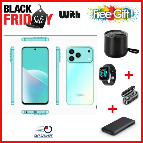 BLACK FRIDAY OFFER🔥🔥🔥CORN MEGA 100 MAX 6.6" STORAGE ROM 64GB RAM 5GB STRONG BATTERY 5000 mAh DOUBLE SIM CARD SMART PHONE ON OFFER FINGERPRINT FACE