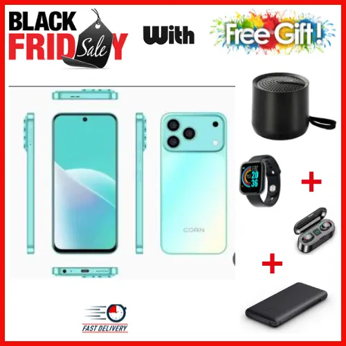 BLACK FRIDAY OFFER🔥🔥🔥CORN MEGA 100 MAX 6.6" STORAGE ROM 64GB RAM 5GB STRONG BATTERY 5000 mAh DOUBLE SIM CARD SMART PHONE ON OFFER FINGERPRINT FACE