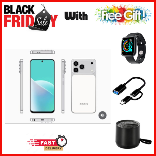 BLACK FRIDAY OFFER🔥🔥🔥CORN MEGA 100 MAX 6.6" STORAGE ROM 64GB RAM 5GB STRONG BATTERY 5000 mAh DOUBLE SIM CARD SMART PHONE ON OFFER FINGERPRINT FACE