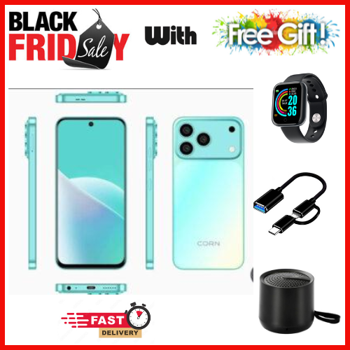 BLACK FRIDAY OFFER🔥🔥🔥CORN MEGA 100 MAX 6.6" STORAGE ROM 64GB RAM 5GB STRONG BATTERY 5000 mAh DOUBLE SIM CARD SMART PHONE ON OFFER FINGERPRINT FACE