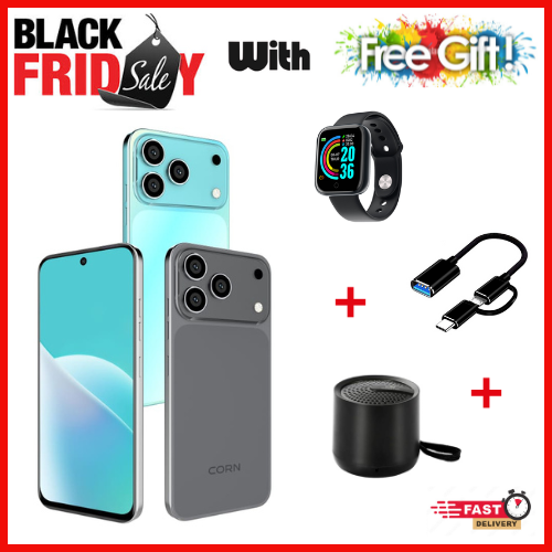 BLACK FRIDAY OFFER🔥🔥🔥CORN MEGA 100 MAX 6.6" STORAGE ROM 64GB RAM 5GB STRONG BATTERY 5000 mAh DOUBLE SIM CARD SMART PHONE ON OFFER FINGERPRINT FACE