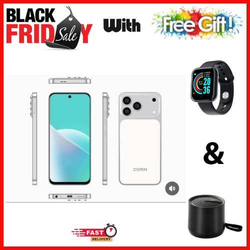 BLACK FRIDAY OFFER🔥🔥🔥CORN MEGA 100 MAX 6.6" STORAGE ROM 64GB RAM 5GB STRONG BATTERY 5000 mAh DOUBLE SIM CARD SMART PHONE ON OFFER FINGERPRINT FACE