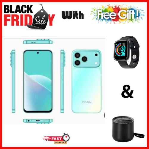 BLACK FRIDAY OFFER🔥🔥🔥CORN MEGA 100 MAX 6.6" STORAGE ROM 64GB RAM 5GB STRONG BATTERY 5000 mAh DOUBLE SIM CARD SMART PHONE ON OFFER FINGERPRINT FACE