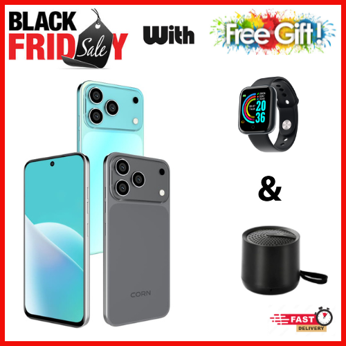 BLACK FRIDAY OFFER🔥🔥🔥CORN MEGA 100 MAX 6.6" STORAGE ROM 64GB RAM 5GB STRONG BATTERY 5000 mAh DOUBLE SIM CARD SMART PHONE ON OFFER FINGERPRINT FACE