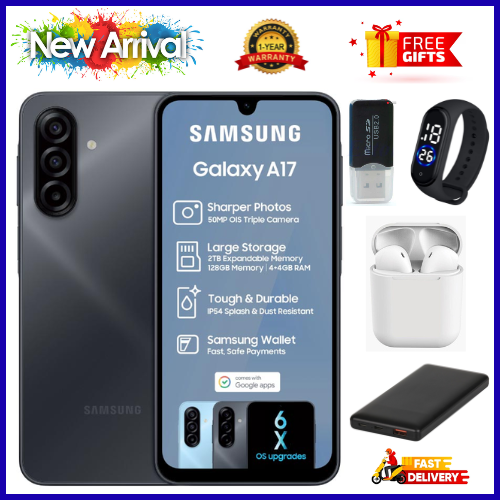 LIIMITED TIME OFFERS🔥🔥🔥BRAND NEW SAMSUNG GALAXY A17 6.7'' 128 GB ROM + 4 GB RAM 5000 mAh 50 MP+ 13 MP camera Android 15 Exynos 1330 (5 nm) Octa-core Super AMOLED (side-mounted) Fingerprint