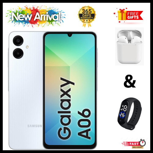 LIMITED TIME DEALS🔥🔥🔥  BRAND NEW  SAMSUNG A06 6.7 DISPLAY 4GB RAM + 64GB/128GB ROM 5000MAH SMARTPHONE DUAL SIM COMES WITH FREE GIFTS ( AIRPODS + SMART WATCH)