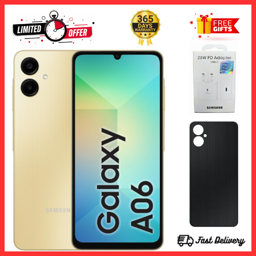 SUPER SALE DEALS🔥🔥🔥  BRAND NEW  SAMSUNG A06 6.7 DISPLAY 4GB RAM + 64GB/128GB ROM 5000MAH SMARTPHONE DUAL SIM COMES WITH FREE GIFTS ( ADAPTER+ BLACK A06 COVER)
