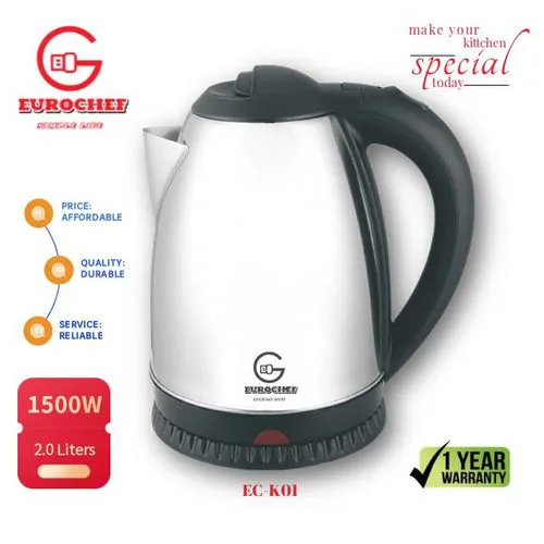 Eurochef EC-K01,Stainless Steel,automatic,cordless Kettle1500w2.0L