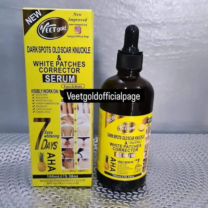 Veet Gold Dark Spots, Old Scar, Knuckle & White Patches Corrector Serum Lightens Dark Spots, Fades Scars, Evens Skin Tone, Reduces Knuckle Darkness, Corrects White Patches