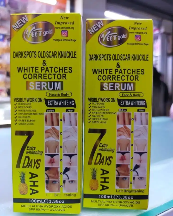 Veet Gold Dark Spots, Old Scar, Knuckle & White Patches Corrector Serum Lightens Dark Spots, Fades Scars, Evens Skin Tone, Reduces Knuckle Darkness, Corrects White Patches