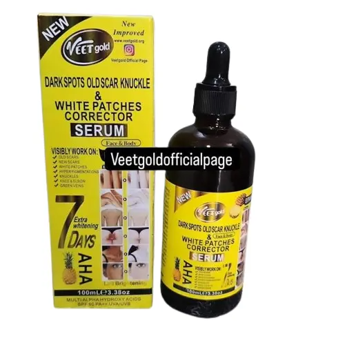 Veet Gold Dark Spots, Old Scar, Knuckle & White Patches Corrector Serum Lightens Dark Spots, Fades Scars, Evens Skin Tone, Reduces Knuckle Darkness, Corrects White Patches