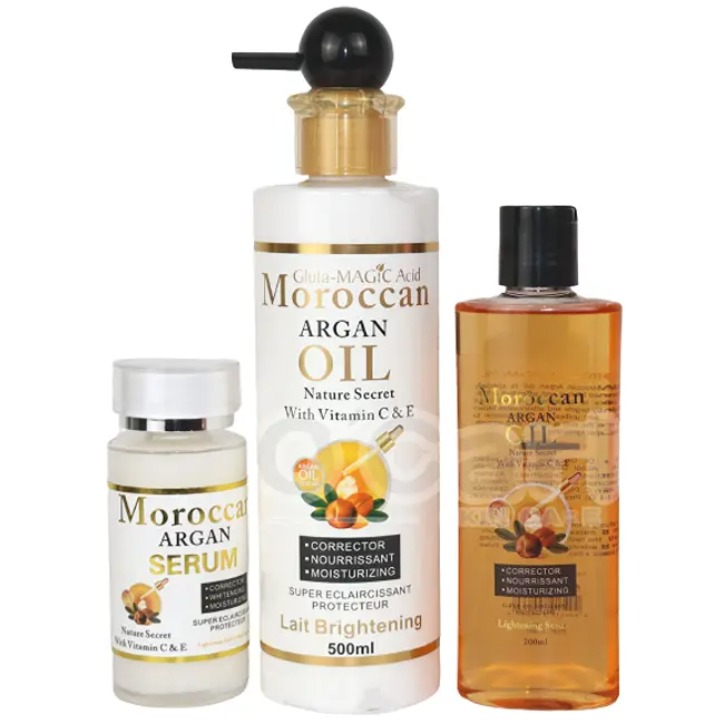 Moroccan Argan Oil Brightening Body Lotion, Oil & Serum Smooth Skin Reduce Scars Fine Lines Wrinkles