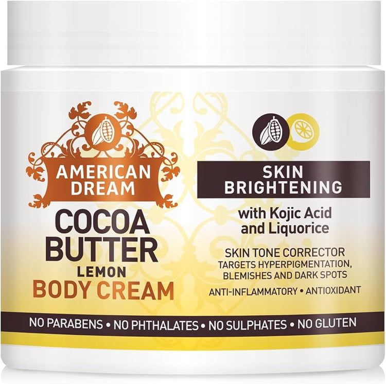 American Dream Cocoa Butter Lemon Body Cream with Kojic Acid & Liquorice 500ml