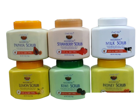 Miss Beauty Invigorating Milk Scrub, Papaya body Scrub, Strawberry scrub, Lemon Scrub, Kiwi Scrub & Honey Body Scrub [Choose Your Flavour] - 340g