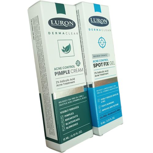 Luron Derma Clear Acne Control PIMPLE CREAM + Maximum Strength Acne Control SPOT FIX GEL