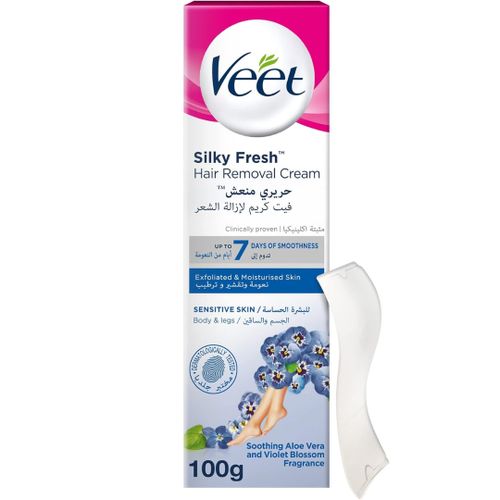 Veet Silky & Fresh Hair Removal Cream For Sensitive Skin or Normal Skin (Choose Yours)- 100g.