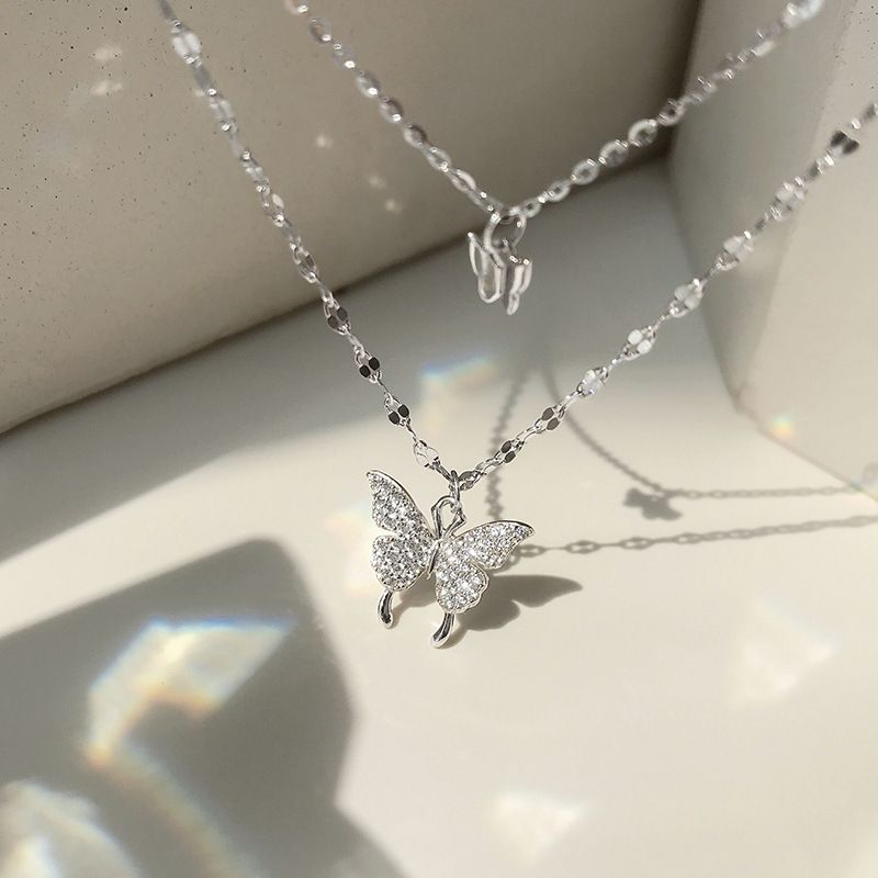 Women's necklace 2025 new double layer butterfly necklace for women Clavicle Chain Sweater chain