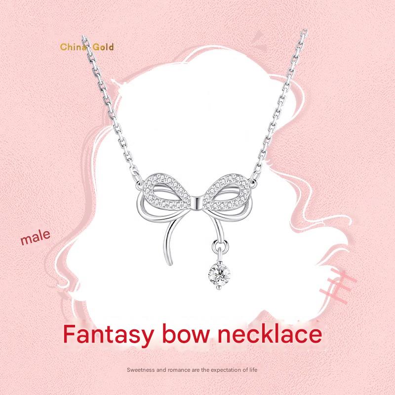 Women's Necklaces 2025 Women's Diamond Butterfly Drop Necklace Clavicle Chain Sweater chain