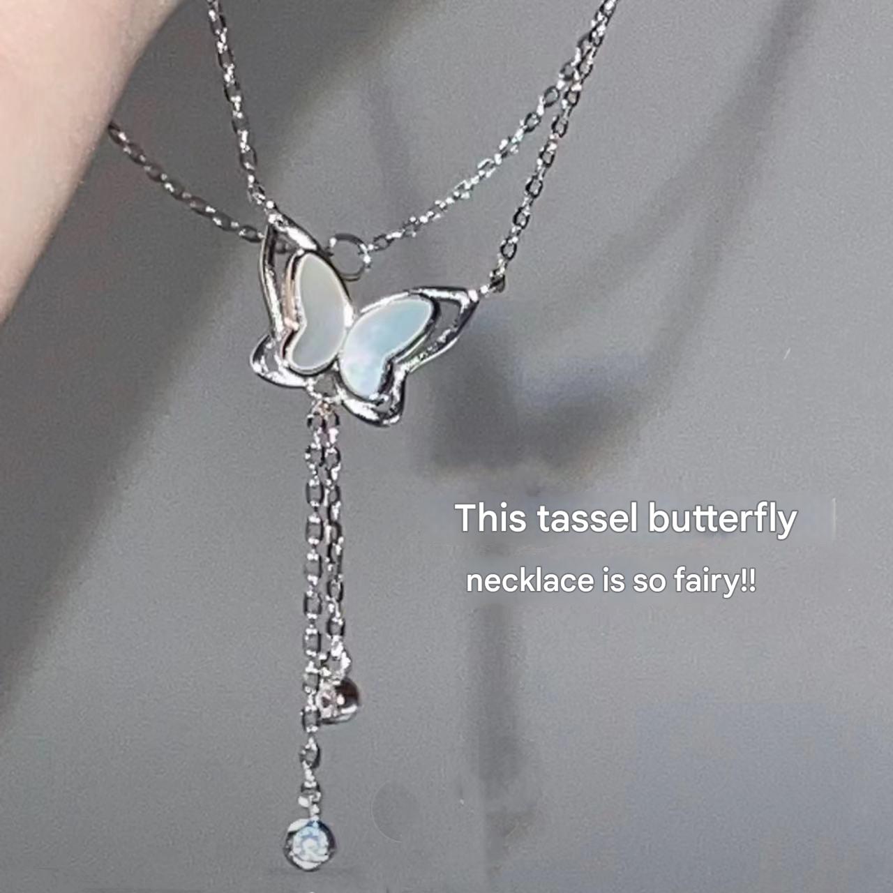 Women's Necklaces Bow Shell Tassel Necklace Clavicle Chain Sweater Chain