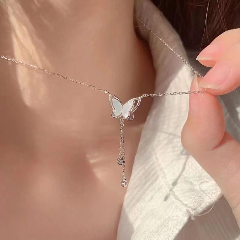 Women's Necklaces Bow Shell Tassel Necklace Clavicle Chain Sweater Chain