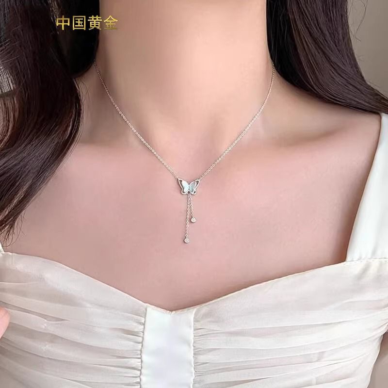 Women's Necklaces Bow Shell Tassel Necklace Clavicle Chain Sweater Chain