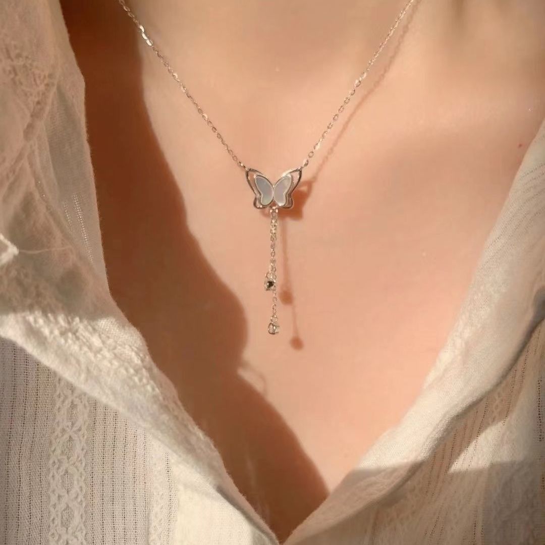 Women's Necklaces Bow Shell Tassel Necklace Clavicle Chain Sweater Chain