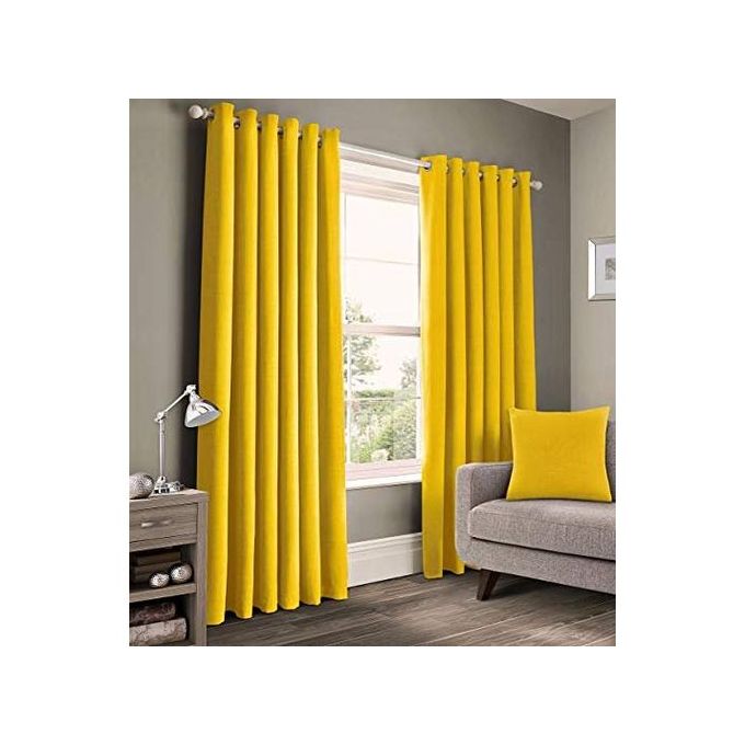 Yellow Mustard curtain 2pcs[1.5M+1.5M] +1pc White Shear-3PCS Set
