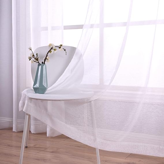 2pcs Heavy Grey Yellow White Patterned curtain [1.5M+1.5M] Plus 1pc White Sheer [2M]. Unique Blackout Design Featuring Eyelet Headers for Curtains and Transparent Sheer Featuring Rod Pocket Design