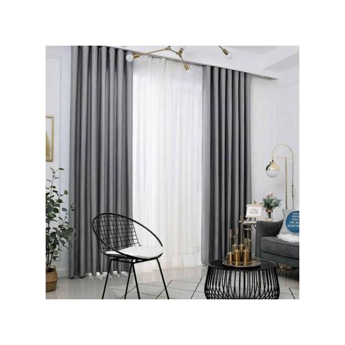 Grey curtain 2pcs[1.5M+1.5M] +1pc White Shear-3PCS Set
