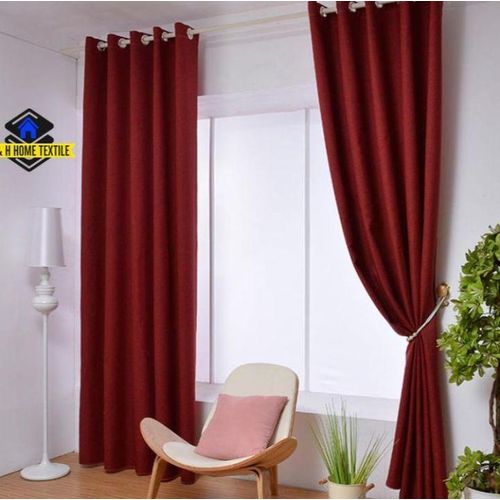 Maroon curtain 2pcs[1.5M+1.5M] +1pc White Shear-3PCS Set