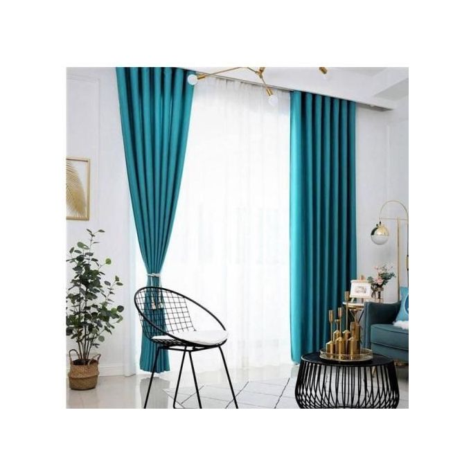 Turquoise blue curtain 2pcs[1.5M+1.5M] +1pc White Shear-3PCS Set