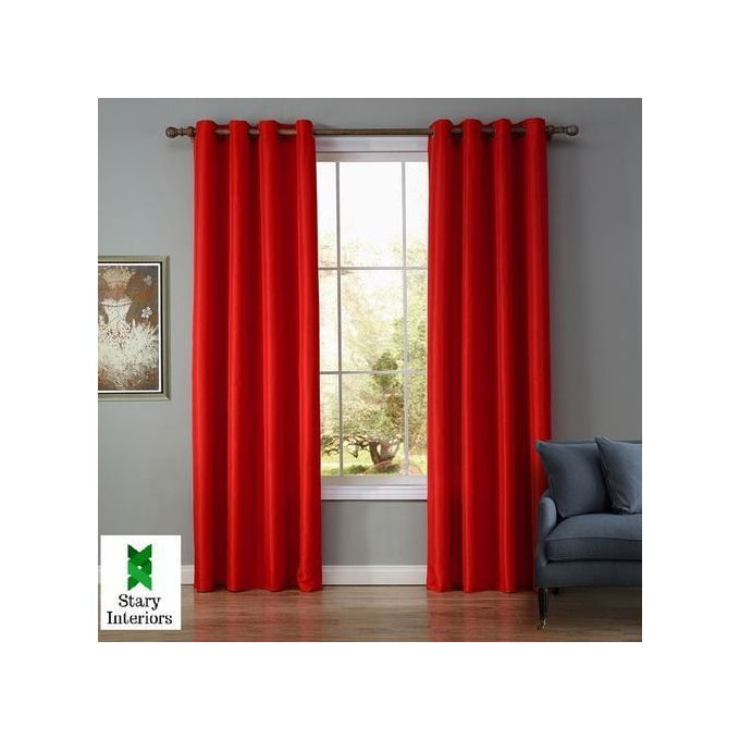 Red Modern Curtain 2pcs[1.5M+1.5M] +1pc Elegant White Shear. The  total number of items becomes three pieces.