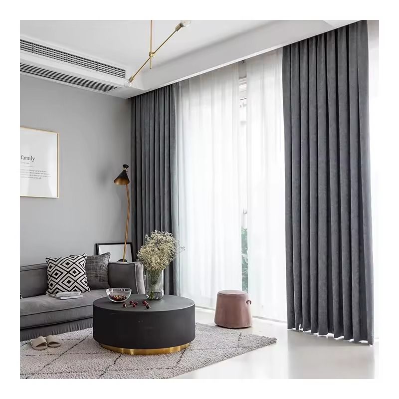 Grey Light curtain 2pcs[1.5M+1.5M] +1pc White Shear-3PCS Set