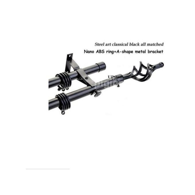 Modern Adjustable Double Black Curtain Rod for windows and doors