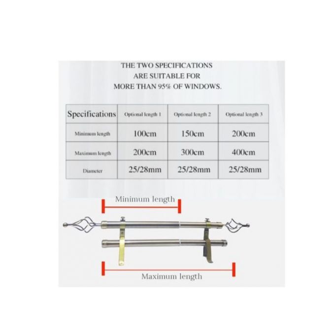 Modern Adjustable Double Black Curtain Rod for windows and doors