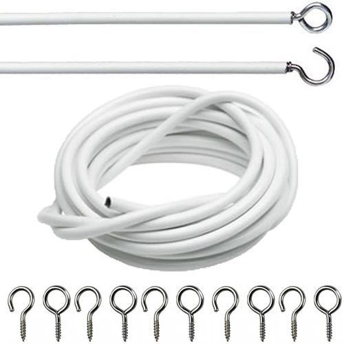 Curtain Wire With Strong Hooks (Window cord wire cable) + Threaded Hooks