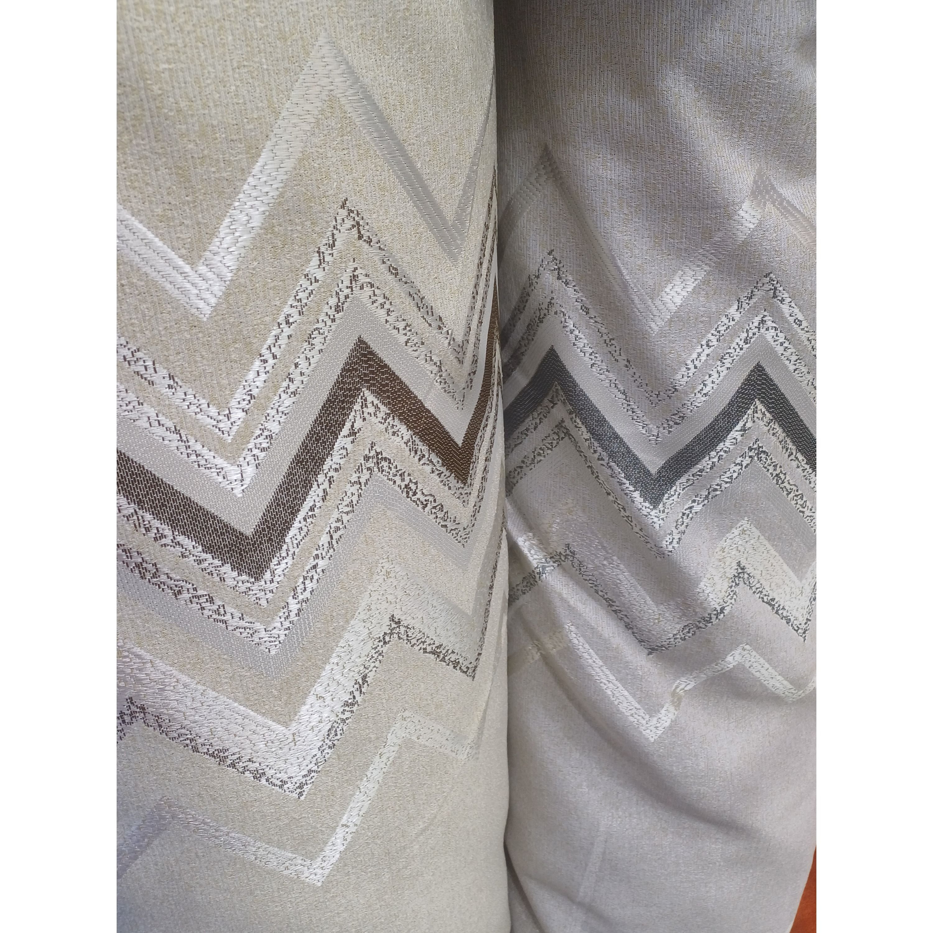 Super Heavy 2pcs curtain: (Light Grey-Brown-Silver-patterned design) for window and door (with white sheer option available)